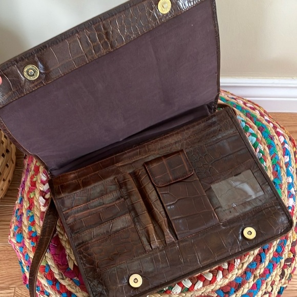 Vintage Brown Messenger Bag with croc embossed leather - Picture 2 of 4